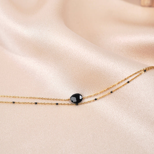 Zweireihiges Armband mit feiner schwarzer Onyx